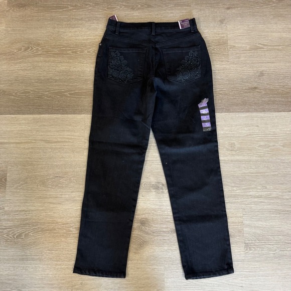 Gloria Vanderbilt Amanda Rosette Jeans Womens 6 Black Straight Leg D24067RS-BKRW - Picture 6 of 8